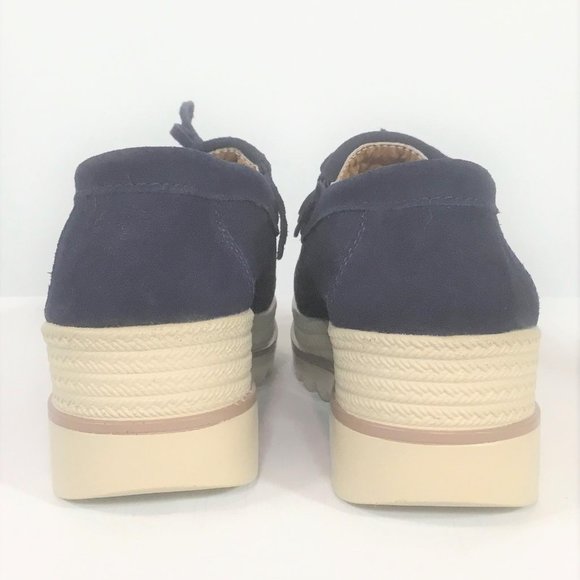 Navy Suede Platform Moccasins  (nearly new) - Picture 6 of 7